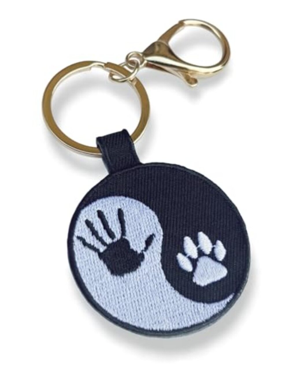 Dog Mom Keychain Embroidered Yin Yang Paw Woof Purse Charm